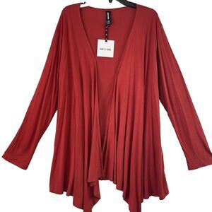 Agnes & Dora Women's Open Front Cardigan Rust Red Plus Size XL‎ Flowy Draped